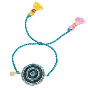 Sterling Micro Pave Stone Cotton Silk Tassel Tie Bracelet